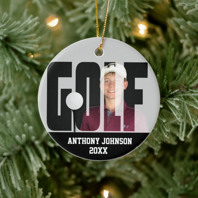 Custom - Golf Photo Keepsake Ceramic Ornament (Tree)