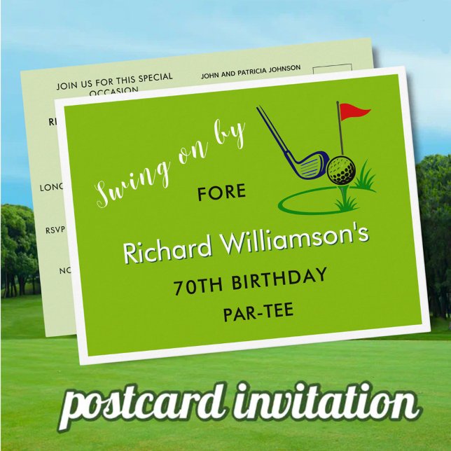 CUSTOM GOLF POSTCARD 70TH BIRTHDAY INVITATION (Creator Uploaded)