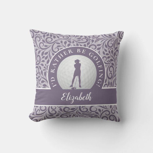 Custom Golf Silhouette Modern Pattern Purple Chic  Throw Pillow (Front)