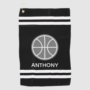 Custom golf towel with name and basketball logo
