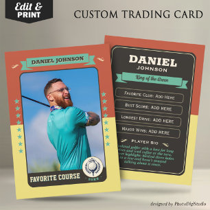 Custom Golf Trading Card, Personalized Golfer Card
