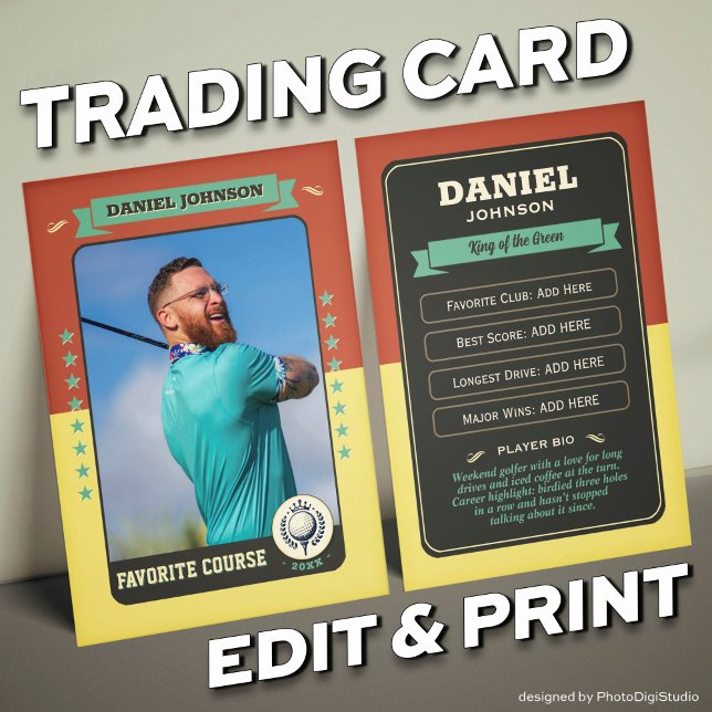 Custom Golf Trading Card, Personalized Golfer Card (Custom Golfer Trading Card, Golf Trading Card Custom Gifts for Golfers, Retro Golf Card)