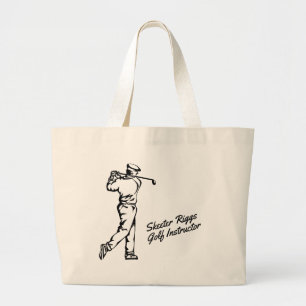 Custom Golf  with Script Large Tote Bag
