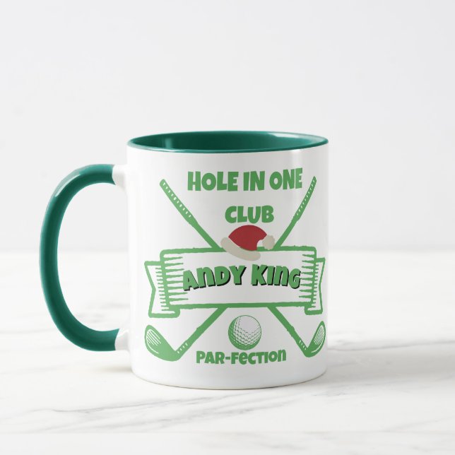 Custom Golfer Christmas Gift, Personalized Name Mug (Left)