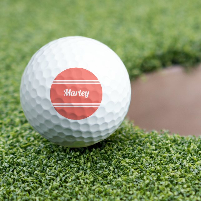 Custom Golfer Sports Classic Name Monogram Coral Golf Balls (Creator Uploaded)