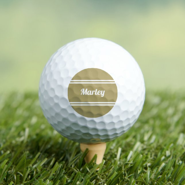 Custom Golfer Sports Classic Name Monogram Gold Golf Balls (Insitu Tee)