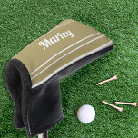 Custom Golfer Sports Modern Monogrammed Club Gold Golf Head Cover<br><div class="desc">Trendy classic design features a custom template for name or text up to eleven letters in modern script and a double frame border. Script and border are in white on a popular gold colour background. Colour of background and font are easily changed with the Zazzle design tool section. Be sure...</div>