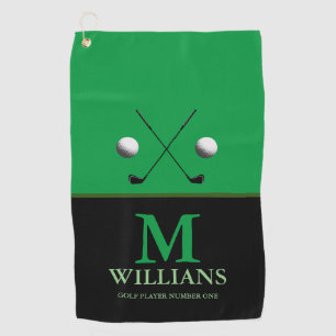 Custom Golfer's Monogram Green Golf Towel
