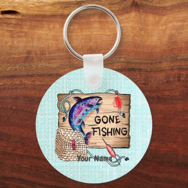 Custom Gone Fishing Keychain (Front)