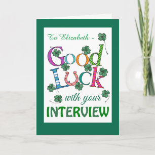 Custom Good Luck Interview Four-leaf Clover Card