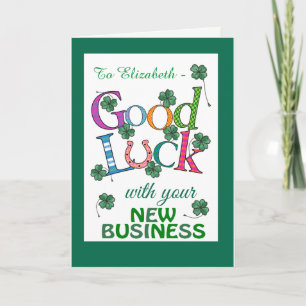Custom Good Luck New Business Four-leaf Clover Card