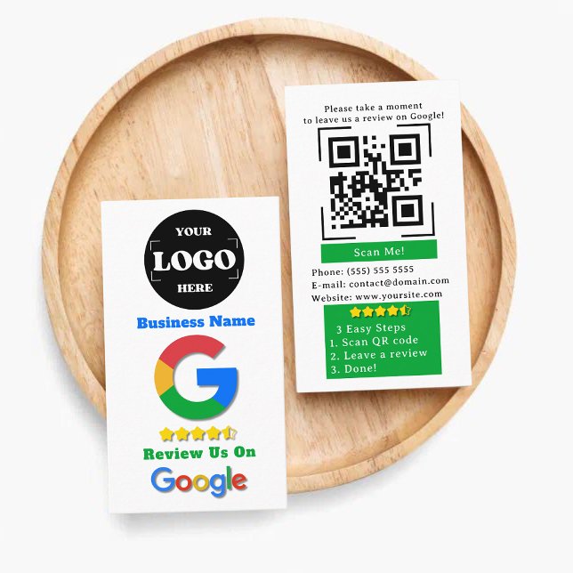 Custom Google Review Business Logo QR Code Link Card (Creator Uploaded)