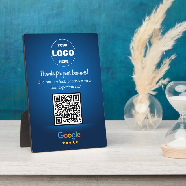 Custom Google Review QR Code Business Blue Plaque (Custom Google Review QR Code Business Plaque)