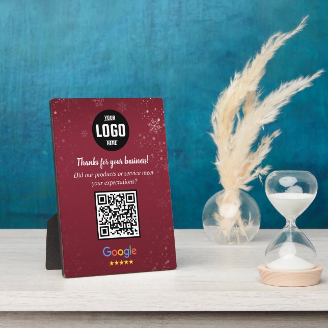 Custom Google Review QR Code Business Plaque (Side)