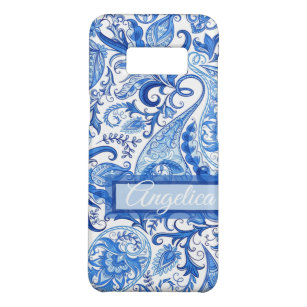 Custom Gorgeous Blue White Floral Paisley Pattern Case-Mate Samsung Galaxy S8 Case