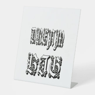 custom gothic blackletter typography pedestal sign