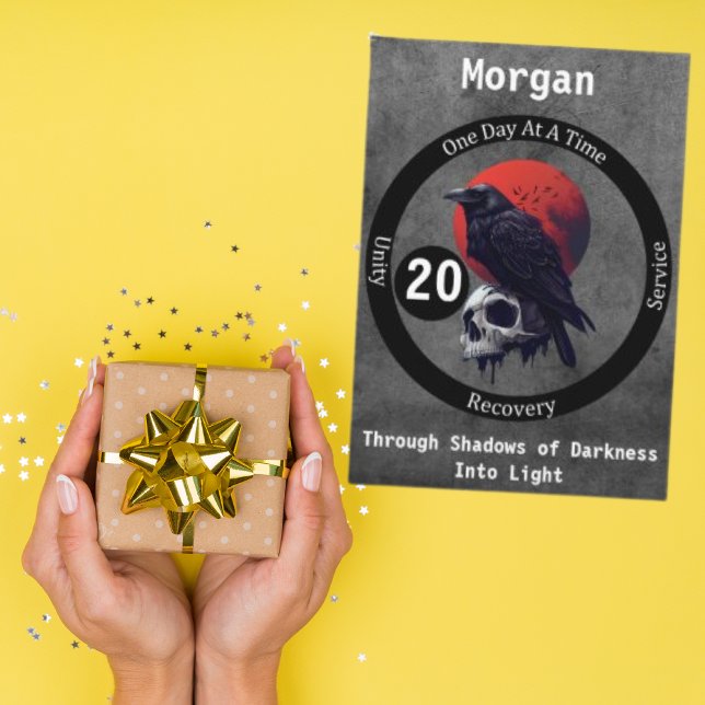 Custom Gothic Raven Recovery Milestone Card (Creator Uploaded)