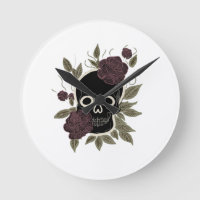 Custom Gothic Skull and Roses Dark Floral Art