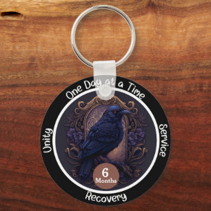 Custom Gothic Sobriety Milestone Gift Keychain