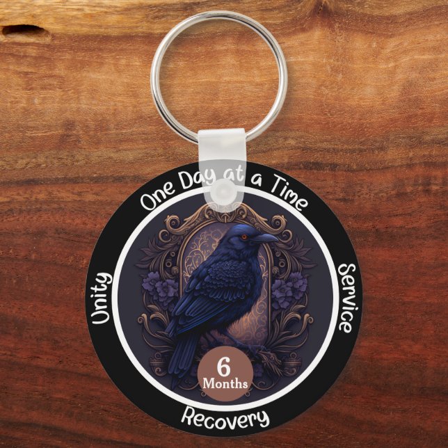 Custom Gothic  Sobriety Milestone Gift Keychain (Front)