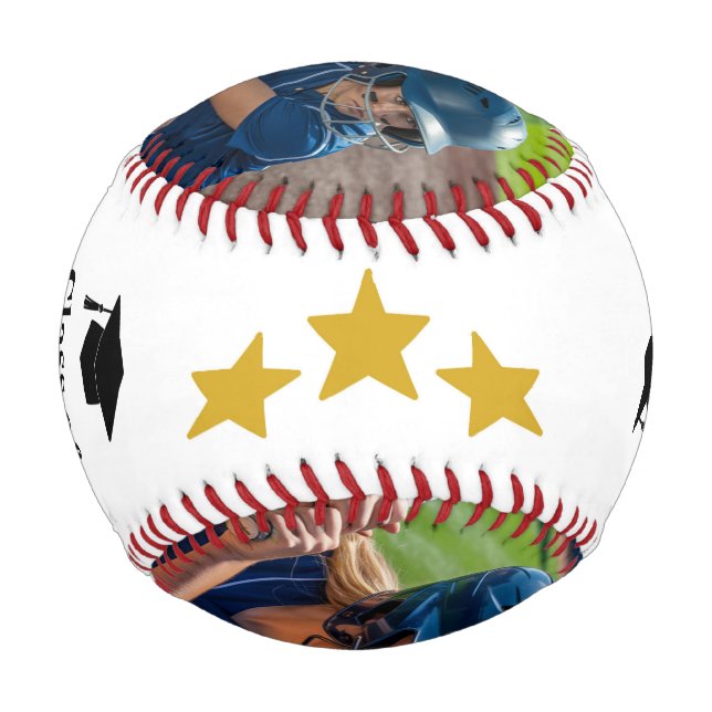 Custom Grad Photo & Name Baseball Lover Ball (Front)