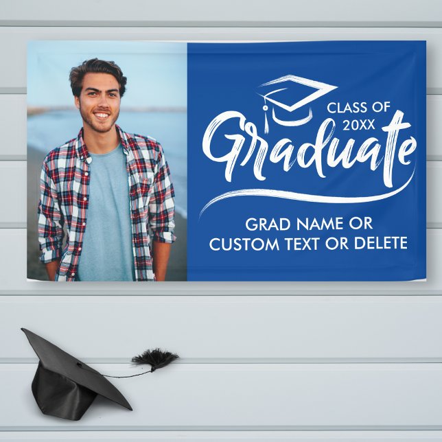 Custom Grad Photo School Colours Modern Graduation Banner (Creator Uploaded)