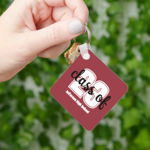 Custom grad year and school name keychain