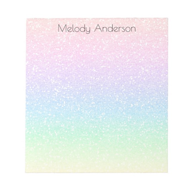 Custom Gradient Rainbow Glitter Girly Notepad (Front)