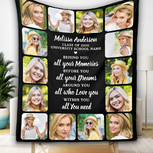 Custom Graduate 14 Photo Inspirational Graduation Fleece Blanket