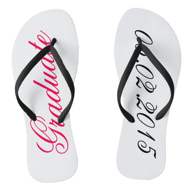Custom Graduate add your own graduation date gift Flip Flops (Footbed)
