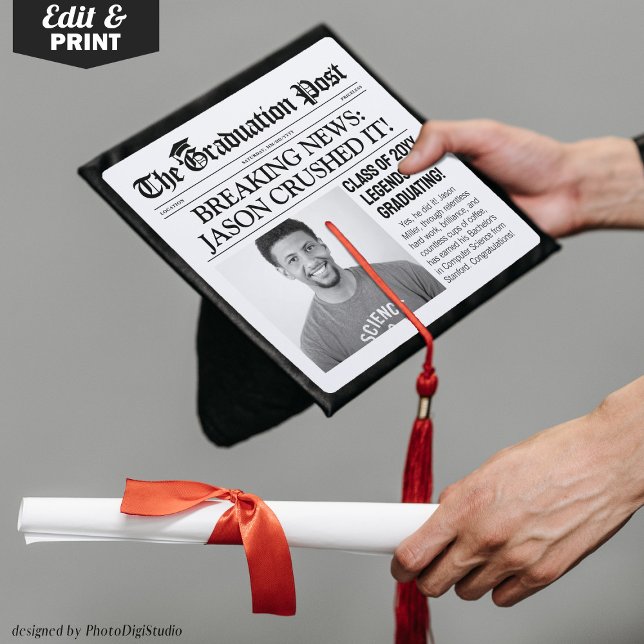 Custom Graduate Newspaper Graduation Tassel Topper (Custom Graduate Newspaper Graduation Tassel Topper)