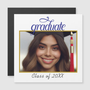 Custom Graduate Photo Class Year Fancy Script Magnetic Invitation