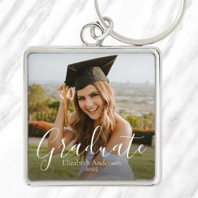 Custom Graduate Script Photo Keychain (2025 Custom Graduate Script Photo Keychain)