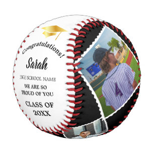 Custom Graduation 4 Photo Class Of 2025   Gold Baseball
