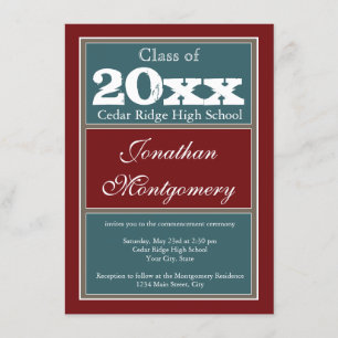 Custom Graduation Announcements Red Blue