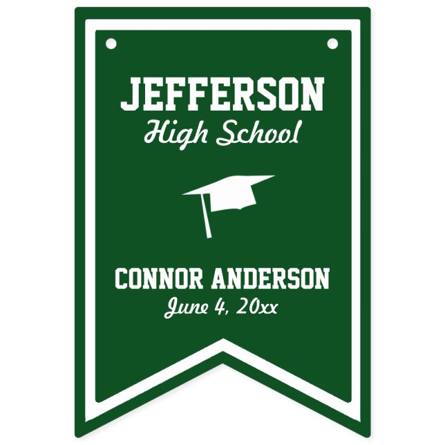 Custom Graduation Bunting | School, Grad Name Date Flags (First Flag)