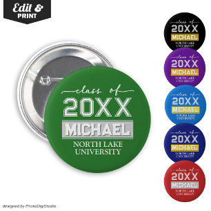 Custom Graduation Button with Name & School