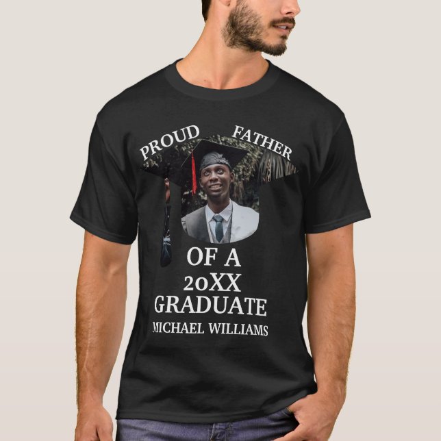 Custom Graduation cap tassel photo proud father T- T-Shirt (Front)
