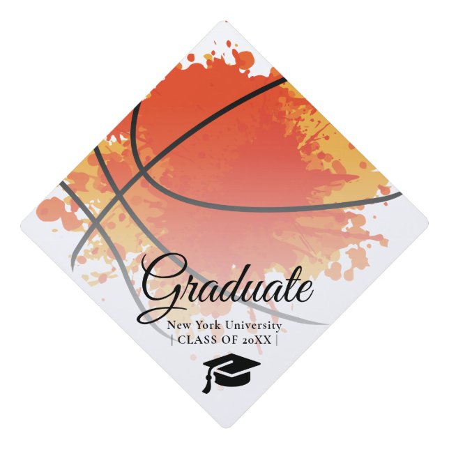 Custom Graduation Cap Topper | Basketball (Front)