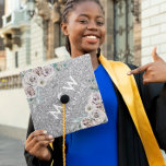 Custom Graduation Cap Topper | Silver Glitter<br><div class="desc">You've earned it - so why not show it off!! This grad cap topper can be personalized with your name, school, graduating year and your own photo(s). Leave a lasting impression with this stunning personalized design. Add your custom wording to this design by using the "Edit this design template" boxes...</div>
