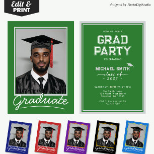 Custom Graduation Card, Classic Green Invitation