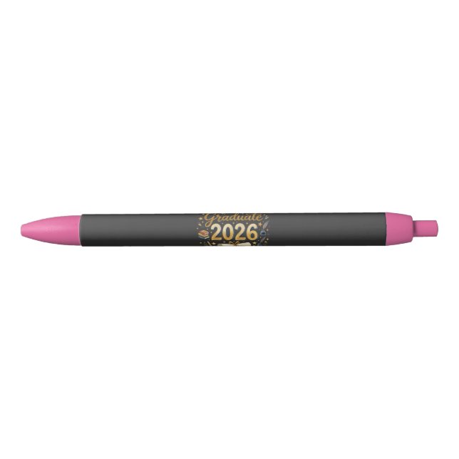 Custom Graduation Class of 2026 Personalized Famil Black Ink Pen (Front)
