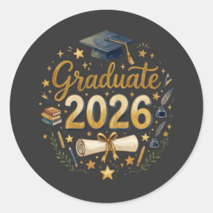 Custom Graduation Class of 2026 Personalized Famil Classic Round Sticker