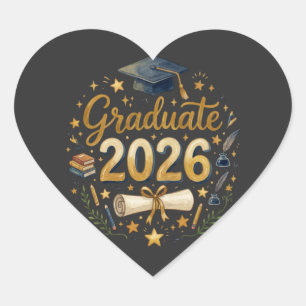 Custom Graduation Class of 2026 Personalized Famil Heart Sticker