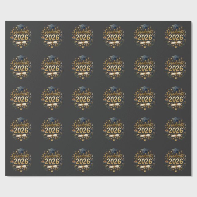Custom Graduation Class of 2026 Personalized Famil Wrapping Paper (Flat)
