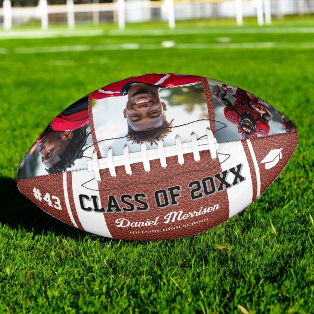 Custom Graduation Class of Senior 3 Photo Football (Creator Uploaded)
