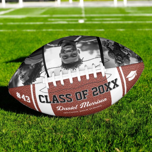 Custom Graduation Class of Senior 3 Photo Football (Creator Uploaded)