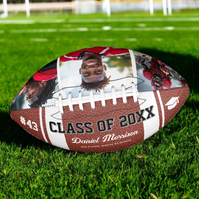 Custom Graduation Class of Senior 3 Photo Football (Creator Uploaded)