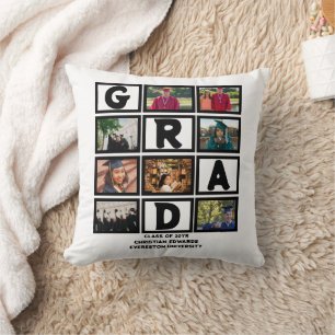 Custom Graduation Class Of Year 8 Photo Collage Throw Pillow