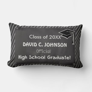 Custom Graduation Congratulations Chalkboard Look Lumbar Pillow